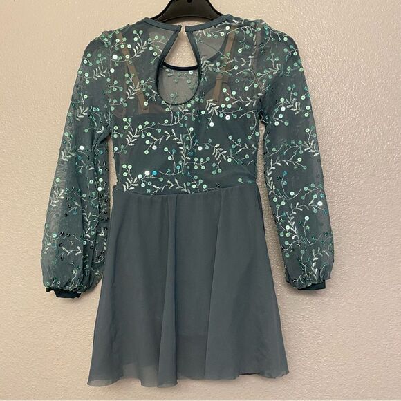 Weissman Dance Costume sage green sequin appliqué Saint Honesty 13413 IC 7/8 - Picture 2 of 10